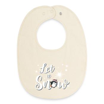 Let It Snow Penguin - Baby Organic Bib - soft Ecru - Front