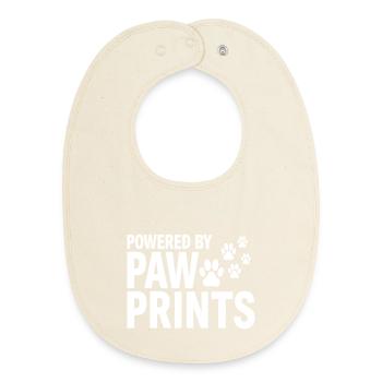 Powered By Paw Prints Dog Love Statement - Baby Organic Bib - soft Ecru - Front