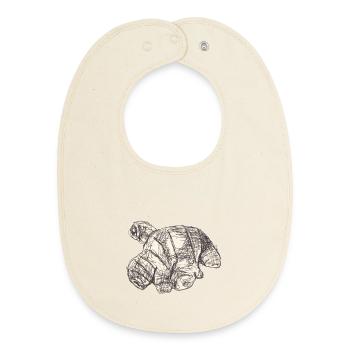Ginger Sketch - Baby Organic Bib - soft Ecru - Front
