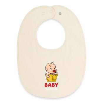 Baby in the Oven (dark) - Baby Organic Bib - soft Ecru - Front