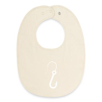 Fishing hook fishing latin - Baby Organic Bib - soft Ecru - Front
