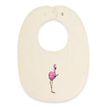 Flamingo Coiffeur Pince à cheveux - Bavoir bébé bio - écru doux - Devant