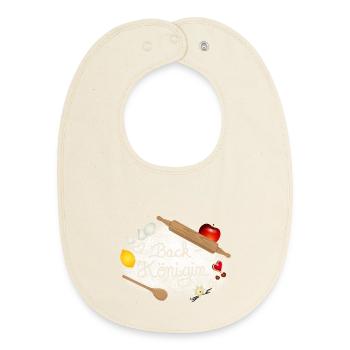 Mehl und Back Zutaten mit Schriftzug Back Königin - Baby Organic Lätzchen - Natur - Vorne
