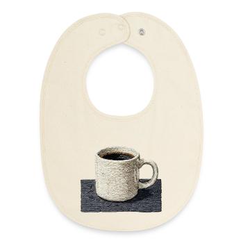 Bestickte Tasse Filterkaffee, langsamer Kaffee (gedruckt) - Baby Organic Lätzchen - Natur - Vorne