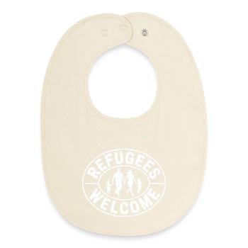 Flüchtlingsbegrüßung – Antifaschistische Merch - Baby Organic Lätzchen - Natur - Vorne
