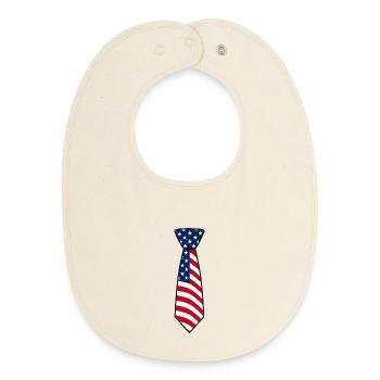 Patriotisches Design der amerikanischen Flaggenkrawatte - Baby Organic Lätzchen - Natur - Vorne