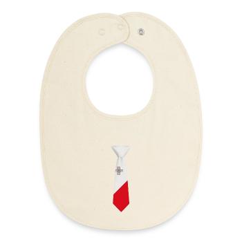 Norway Tie – Flag Design - Baby Organic Bib - soft Ecru - Front
