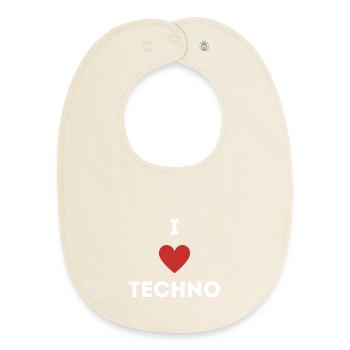 LOVE TECHNO – Techno Shirt Geschenk Raver - Baby Organic Lätzchen - Natur - Vorne