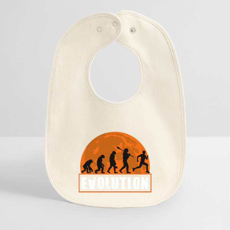 Running Man Evolution Funny Runner Tee Marathon Baby Organic Bib