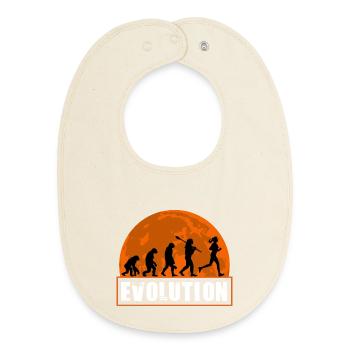 Running Evolution Running Girl Marathon Runner - Baby Organic Bib - soft Ecru - Front