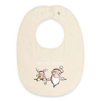 Saint Nicolas et ses rennes - Bavoir bébé bio - écru doux - Devant