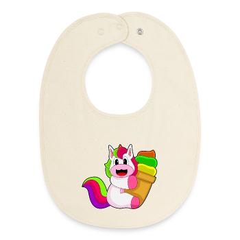 Crème glacée à gaufres licorne - Bavoir bébé bio - écru doux - Devant