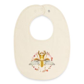 goldfarbener Hirschkäfer mit Krone und Blüten - Baby Organic Lätzchen - Natur - Vorne