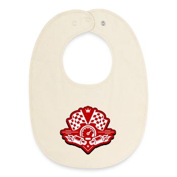 Racing Rennflagge Auspuff Tacho - Baby Organic Lätzchen - Natur - Vorne