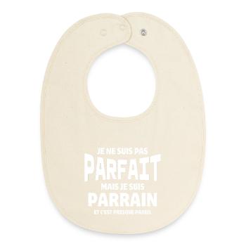 parrain, filleul, super parrain - Bavoir bébé bio - écru doux - Devant