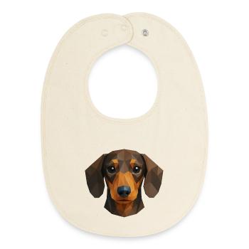 Teckel mignon – Polygon Dog Design - Bavoir bébé bio - écru doux - Devant