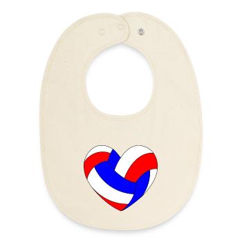 Volleyball Heart Blue White Red - Baby Organic Bib - soft Ecru - Front