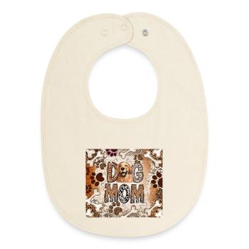 Dog Mom Leopard Print - Baby Organic Bib - soft Ecru - Front