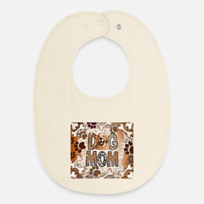 Chien Maman Imprimé Léopard - Bavoir bébé bio - écru doux