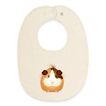 Sugar-sweet guinea pig – to fall in love with! - Baby Organic Bib - soft Ecru - Front