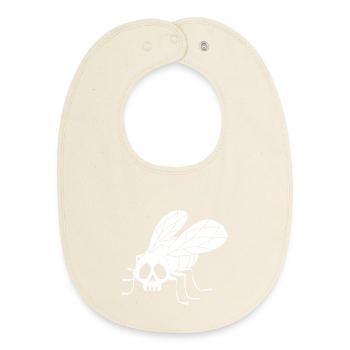 Crâne de mouche (blanc) - Bavoir bébé bio - écru doux - Devant