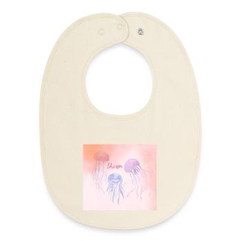 Pastel Dream Jellyfish - Baby Organic Bib - soft Ecru - Front