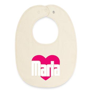 J’aime Maria Coeur rose J’aime Maria - Bavoir bébé bio - écru doux - Devant