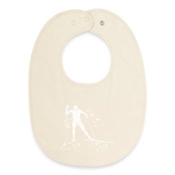 Ski de fond Ski de fond - Bavoir bébé bio - écru doux - Devant