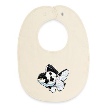 Grade Panda Oranda High Quality Goldfish - Baby Organic Bib - soft Ecru - Front