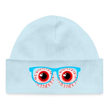 Two red eyeballs with glasses logo optician - Baby Organic Beanie - powder blue - Front