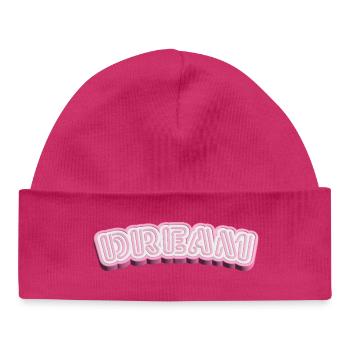 Typographie 3D de rêve - Conception de mots 3D en blanc et rose - Bonnet bébé bio - hot pink - Devant