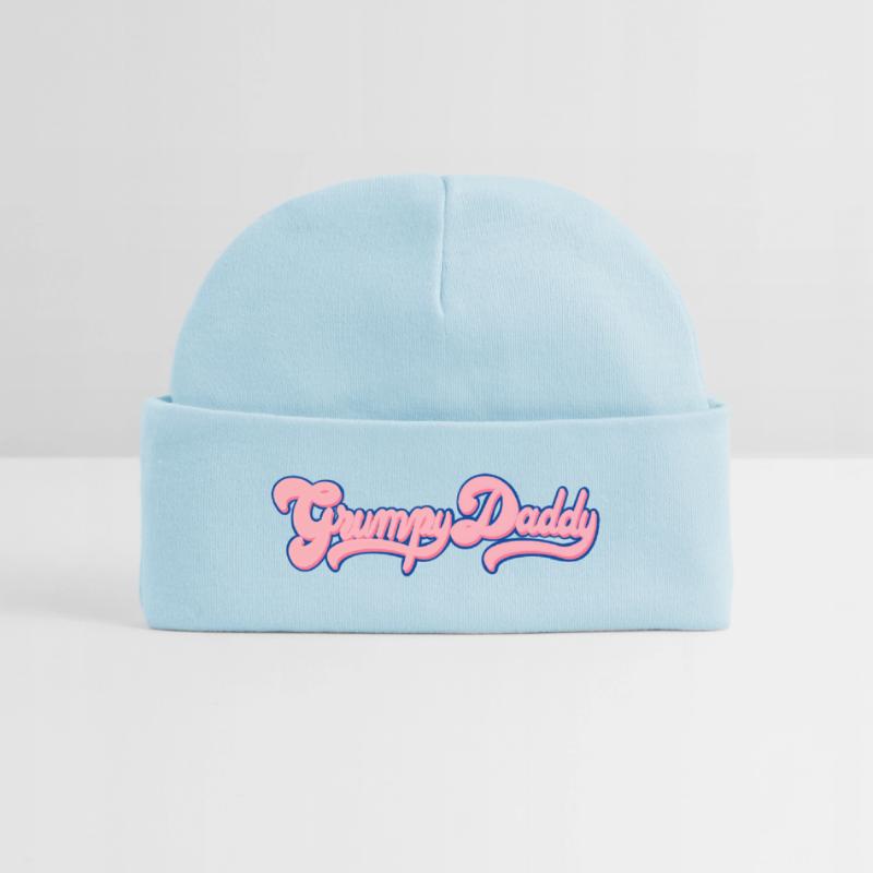 Script rétro de Grumpy Daddy - Couleur « Chewing-gum » Bonnet bébé bio