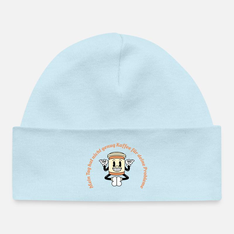 Pouvoir du café Plus de café Plus de courage - Bonnet bébé bio - bleu poudré