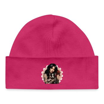 Black Worn Dark Romantic Black Gothic - Baby Organic Beanie - hot pink - Front