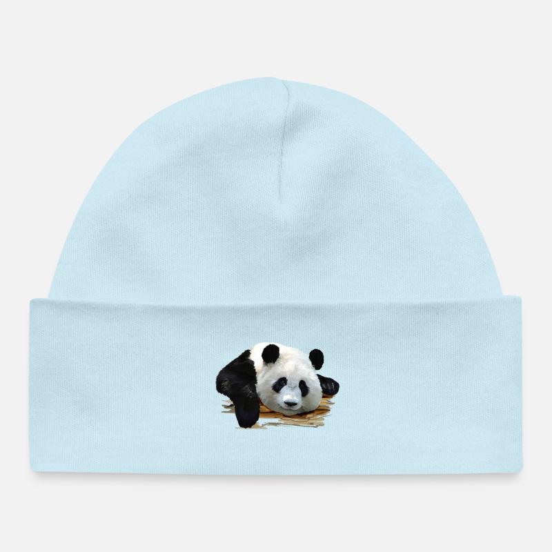 panda - Bonnet bébé bio - bleu poudré