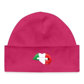 lèvres bouche bouche rouge bouche italie - Bonnet bébé bio - hot pink - Devant