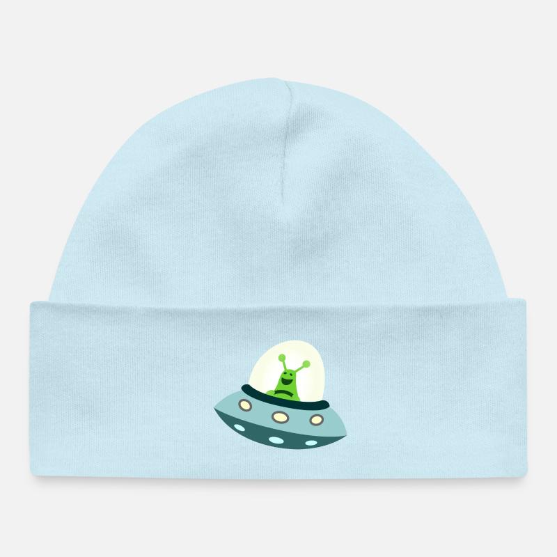 Un extraterrestre dans l’OVNI - Bonnet bébé bio - bleu poudré