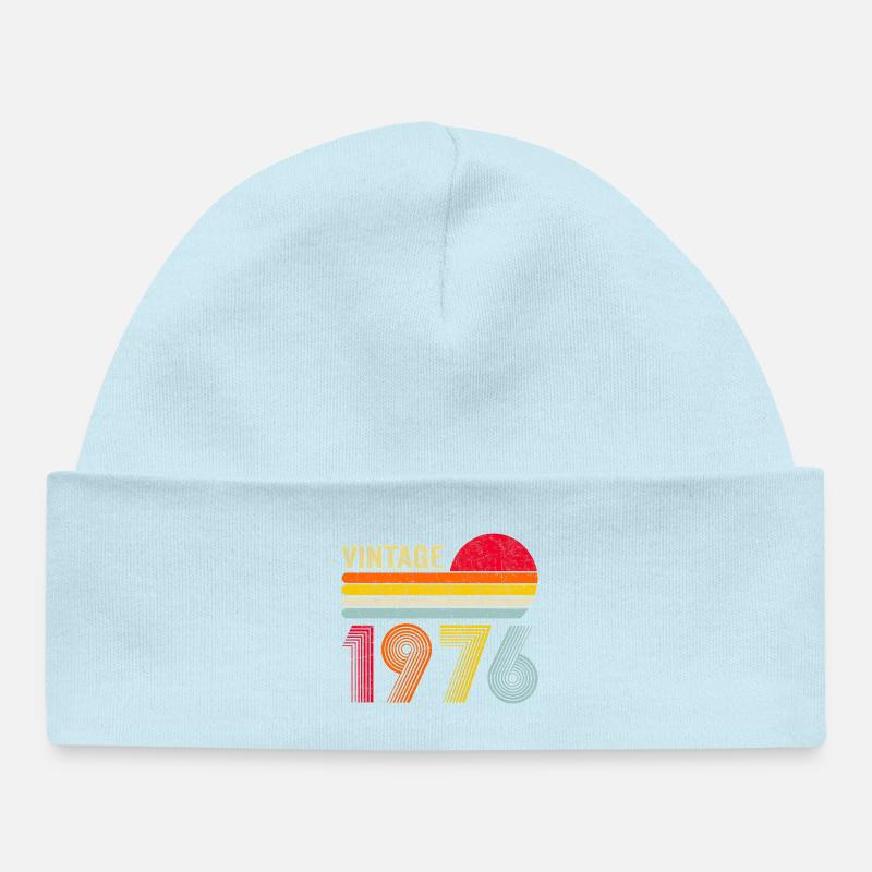 50e anniversaire du Vintage 1976 - Bonnet bébé bio - bleu poudré
