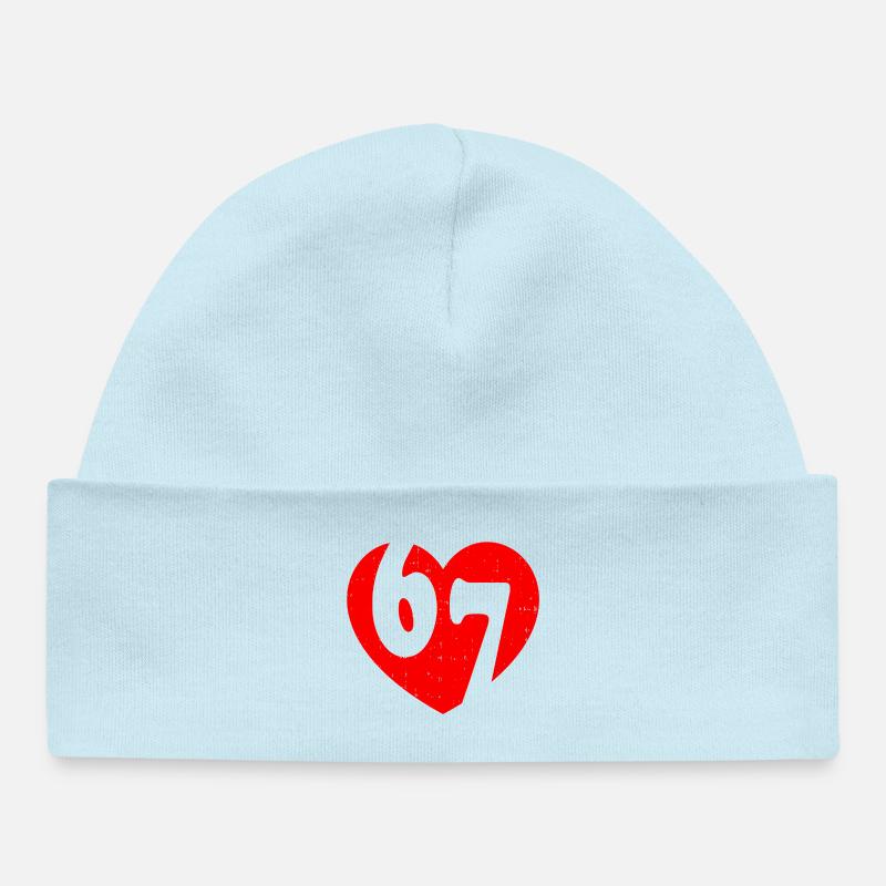 Six Seven 67 Meme Cool Valentine’s - Bonnet bébé bio - bleu poudré