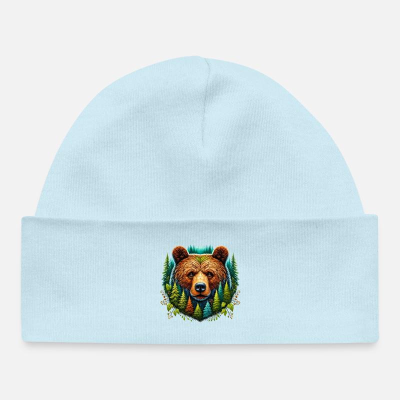 Ours - Bonnet bébé bio - bleu poudré