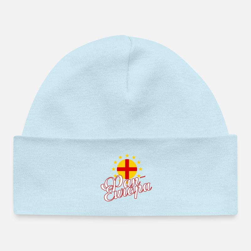 Pan-Europa Retro Script - Baby Organic Beanie - powder blue