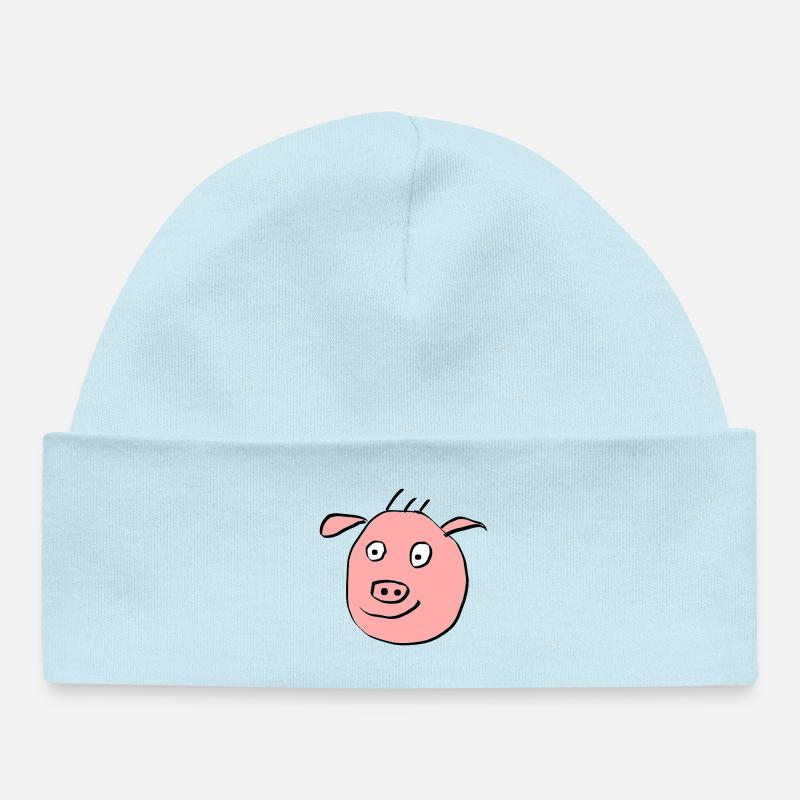 Visage de cochon mignon - Bonnet bébé bio - bleu poudré