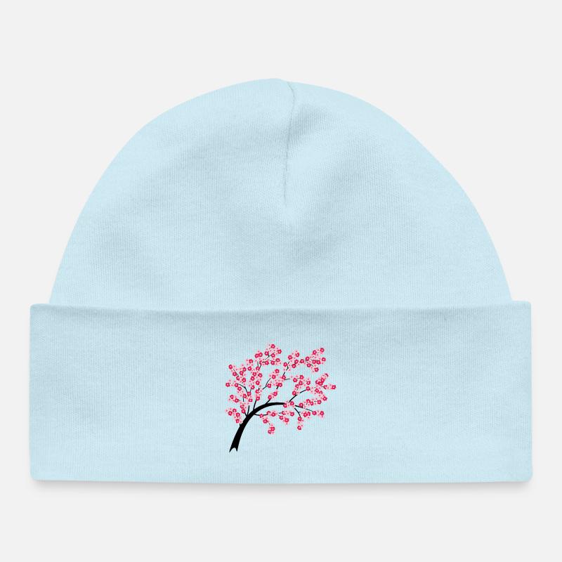 Arche de cerisier en fleurs la nuit - Bonnet bébé bio - bleu poudré