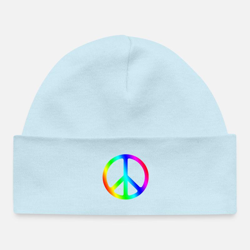 Paix - Pas de guerre - Bonnet bébé bio - bleu poudré