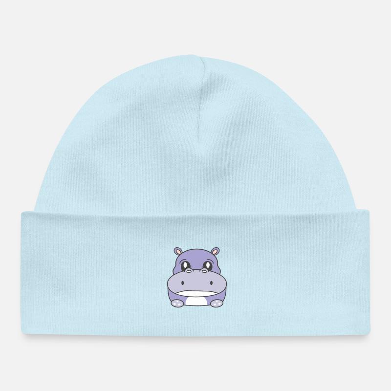Hippo Triste - Bonnet bébé bio - bleu poudré