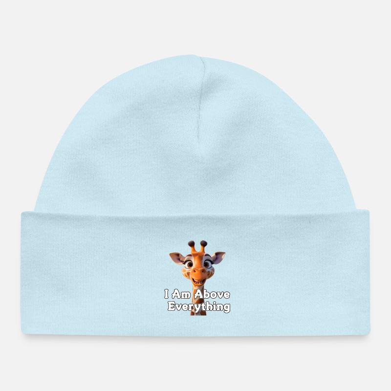 Girafe avec message de motivation - Bonnet bébé bio - bleu poudré