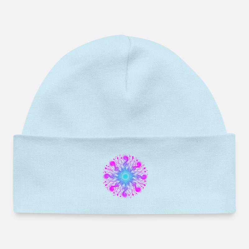 Mandala Psyché - Bonnet bébé bio - bleu poudré