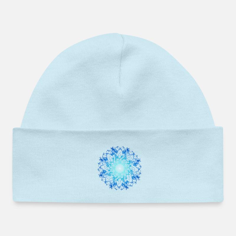 Mandala Océan - Bonnet bébé bio - bleu poudré