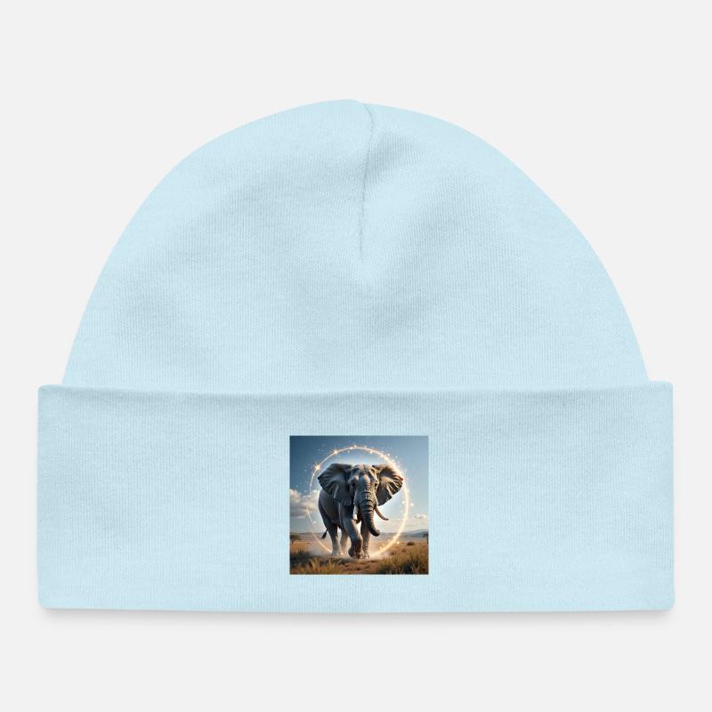 Animal Totem Éléphant - Bonnet bébé bio - bleu poudré