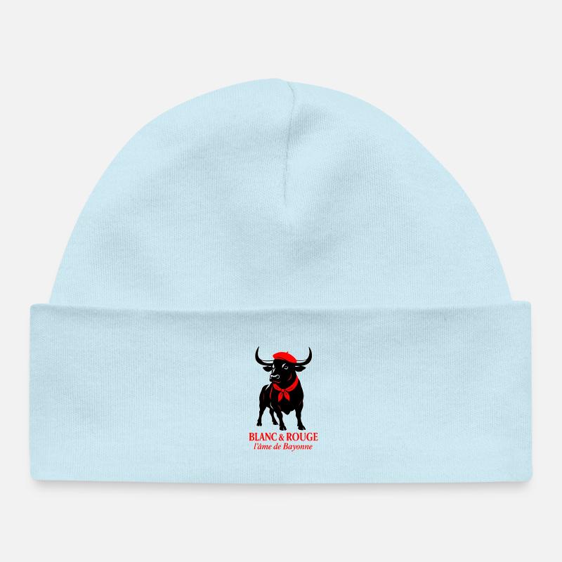 Blanc et Rouge l’âme de Bayonne - Bonnet bébé bio - bleu poudré